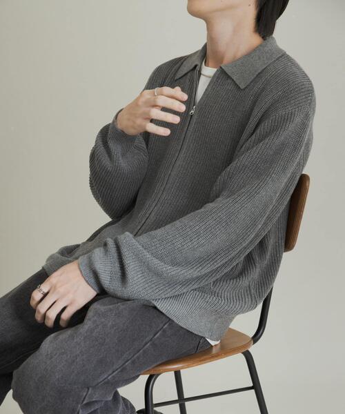 SENSE OF PLACE by URBAN RESEARCH(センスオブプレイスバイアーバンリサーチ)の「ダブルジップニットカーディガン(カーディガン/ボレロ・メンズ・ブルー/グレー/レッド・LARGE/MEDIUM)」の5枚目の写真