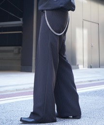 Confirm | ヴィンテージメイク 箔デニム グラデーションデニム ケミカルウォッシュ加工 デニム / ツイル タック ワイドストレートスラックスパンツ【Confirm】(デニムパンツ)