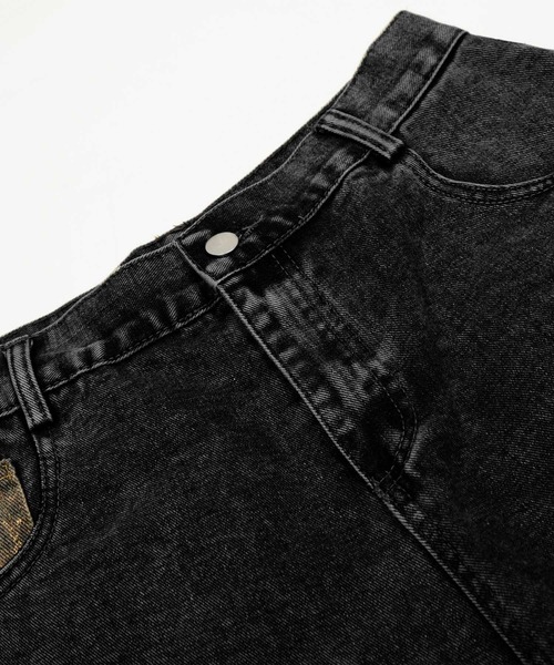 HOOK（フック）の「レオパード パネル コクーン ワイド デニムパンツ（デニムパンツ・メンズ・ブラック・MEDIUM/SMALL/LARGE）」の6枚目の写真