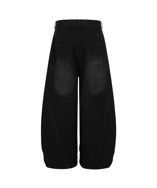 レオパード パネル コクーン ワイド デニムパンツ（デニムパンツ  