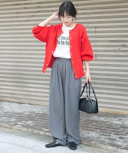 ITEMS URBANRESEARCH(アイテムズ アーバンリサーチ)の「ドットボタンラメニットカーディガン(カーディガン/ボレロ・レディース・グレー/レッド/ブラック・FREE)」の7枚目の写真