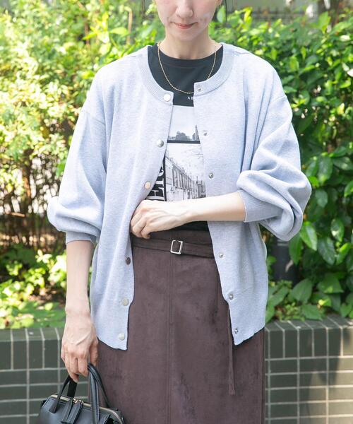 ITEMS URBANRESEARCH(アイテムズ アーバンリサーチ)の「ドットボタンラメニットカーディガン(カーディガン/ボレロ・レディース・グレー/レッド/ブラック・FREE)」の12枚目の写真