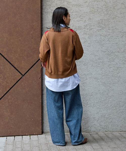 JOURNAL STANDARD(ジャーナルスタンダード)の「【洗える】アーガイル ポロシャツカーディガン(カーディガン/ボレロ・レディース・キャメル/チャコールグレー・FREE)」の7枚目の写真