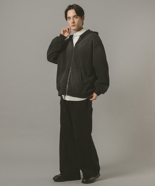 RAGEBLUE(レイジブルー)の「<選べる着丈>VINTAGE DOUBLE ZIP HOODIE / ヴィンテージライクダブルジップパーカー(パーカー・メンズ・グレー系その他/ダークブラウン/その他19/ネイビー/イエロー・MEDIUM/FREE)」の14枚目の写真