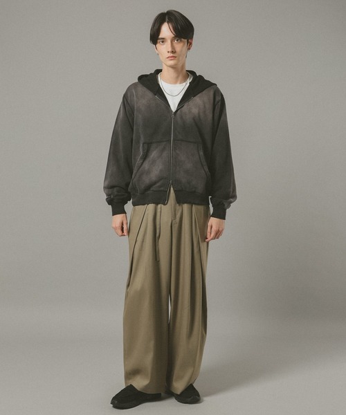RAGEBLUE(レイジブルー)の「<選べる着丈>VINTAGE DOUBLE ZIP HOODIE / ヴィンテージライクダブルジップパーカー(パーカー・メンズ・グレー系その他/ダークブラウン/その他19/ネイビー/イエロー・MEDIUM/FREE)」の11枚目の写真