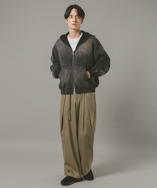 RAGEBLUE(レイジブルー)の「<選べる着丈>VINTAGE DOUBLE ZIP HOODIE / ヴィンテージライクダブルジップパーカー(パーカー・メンズ・グレー系その他/ダークブラウン/その他19/ネイビー/イエロー・MEDIUM/FREE)」の10枚目の写真