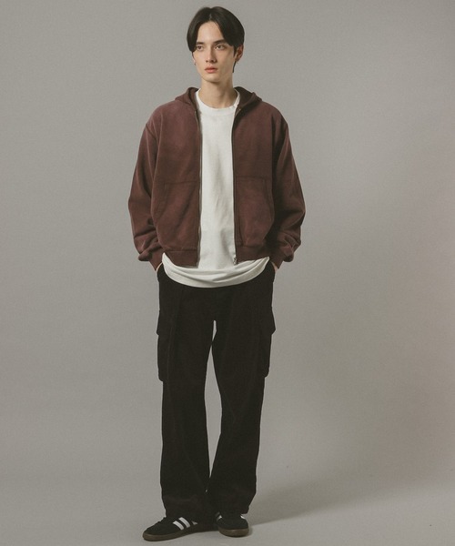 RAGEBLUE(レイジブルー)の「<選べる着丈>VINTAGE DOUBLE ZIP HOODIE / ヴィンテージライクダブルジップパーカー(パーカー・メンズ・グレー系その他/ダークブラウン/その他19/ネイビー/イエロー・MEDIUM/FREE)」の8枚目の写真