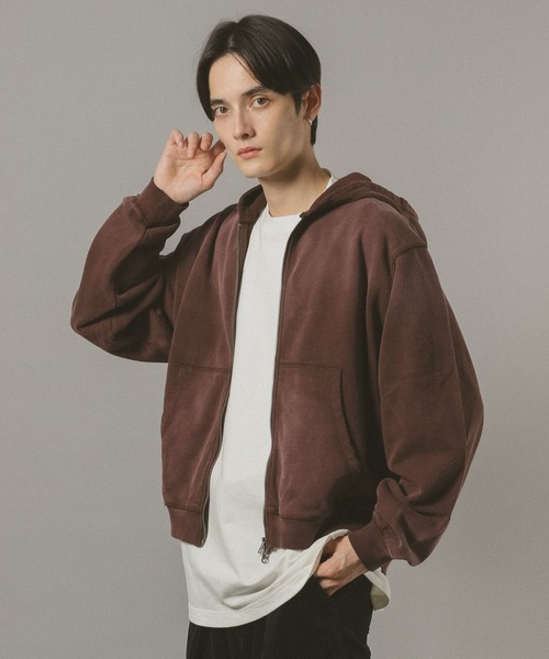 RAGEBLUE(レイジブルー)の「<選べる着丈>VINTAGE DOUBLE ZIP HOODIE / ヴィンテージライクダブルジップパーカー(パーカー・メンズ・グレー系その他/ダークブラウン/その他19/ネイビー/イエロー・MEDIUM/FREE)」の7枚目の写真