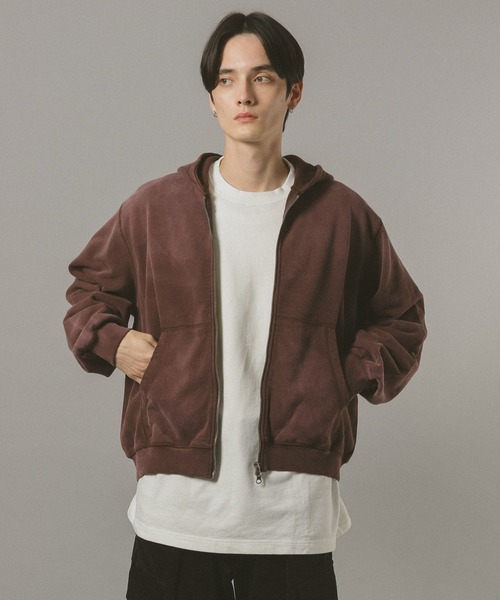 RAGEBLUE(レイジブルー)の「<選べる着丈>VINTAGE DOUBLE ZIP HOODIE / ヴィンテージライクダブルジップパーカー(パーカー・メンズ・グレー系その他/ダークブラウン/その他19/ネイビー/イエロー・MEDIUM/FREE)」の6枚目の写真