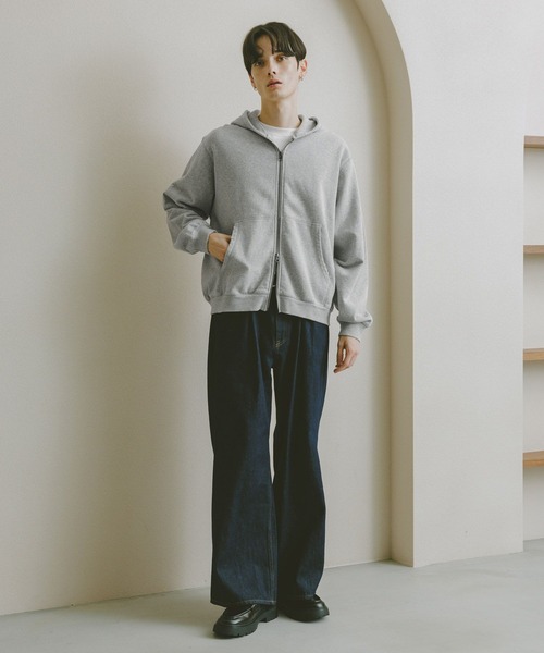 【70s vintage】ジップパーカー　ラビットフード　ブルゾン　短丈　古着 セール】Vintage Short Zip Parker/ヴィンテージ加工ショートジップ