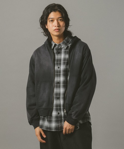 未使用　バーバリーブルーレーベル　フルジップパーカー　半袖　黒　Ｍ　Wジップ セール】<選べる着丈>VINTAGE DOUBLE ZIP HOODIE / ヴィンテージライク