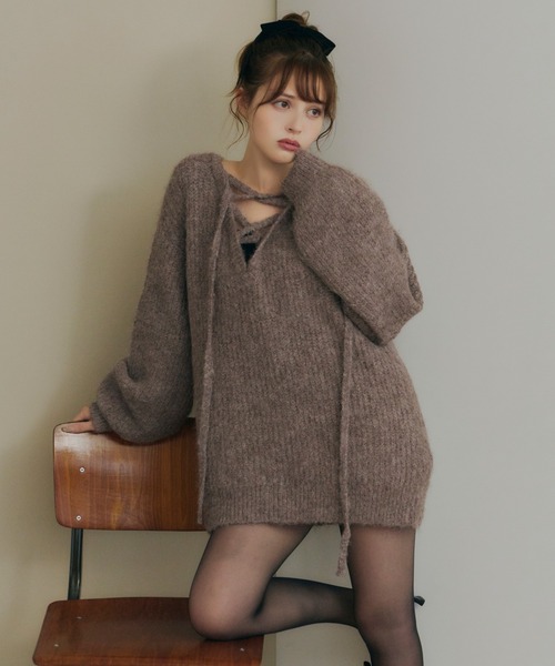 Lepus Fae(レプスフェイ)の「マルチウェイニットトップス(ニット/セーター・レディース・アイボリー/モカ/パープル/チャコールグレー・FREE)」の4枚目の写真
