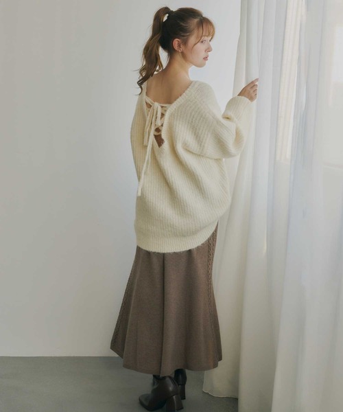 Lepus Fae(レプスフェイ)の「マルチウェイニットトップス(ニット/セーター・レディース・アイボリー/モカ/パープル/チャコールグレー・FREE)」の15枚目の写真