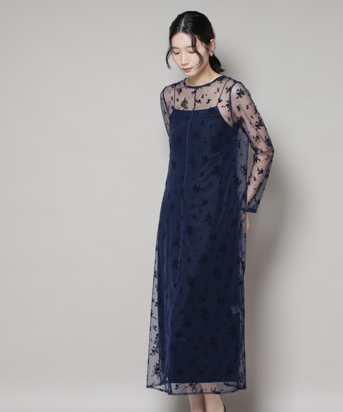 kaene(カエン)の「kaene/フロッキーベロア2wayドレス(ドレス・レディース・ブラック/ネイビー・36)」の5枚目の写真