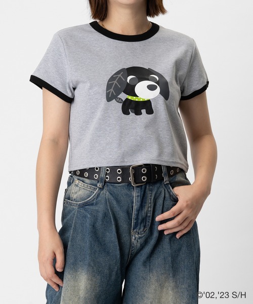 ZOZO(ゾゾ)の「お茶犬 × ZOZOTOWN クロリョク リンガーTシャツ(Tシャツ/カットソー・レディース・グレー/ホワイト・M/S)」の1枚目の写真