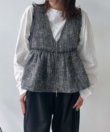 AS KNOW AS plus | ♪Wジップファスナー フリンジぺプラムベスト(ベスト)