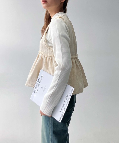 AS KNOW AS plus(アズノゥアズプラス)の「♪Wジップファスナー フリンジぺプラムベスト(ベスト・レディース・グレー/アイボリー/ブラック・FREE)」の10枚目の写真