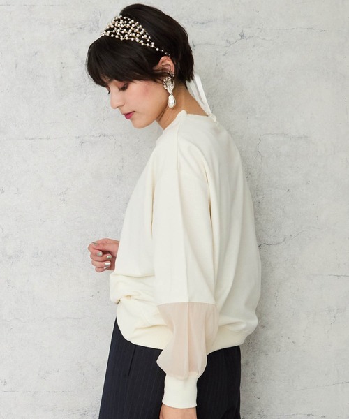 JETSET SOLO PLUS (ジェットセットソロプラス)の「【FONT LAB】ミニ裏毛シアースリーブ コンビカットソー(Tシャツ/カットソー・レディース・アイボリー・FREE)」の3枚目の写真