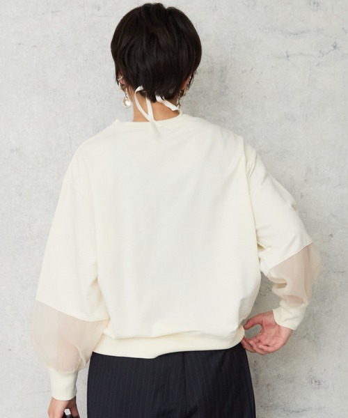 JETSET SOLO PLUS (ジェットセットソロプラス)の「【FONT LAB】ミニ裏毛シアースリーブ コンビカットソー(Tシャツ/カットソー・レディース・アイボリー・FREE)」の4枚目の写真