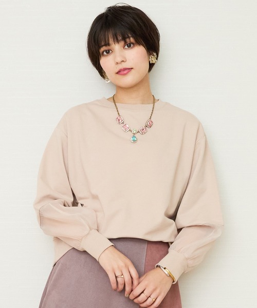 JETSET SOLO PLUS (ジェットセットソロプラス)の「【FONT LAB】ミニ裏毛シアースリーブ コンビカットソー(Tシャツ/カットソー・レディース・アイボリー・FREE)」の12枚目の写真