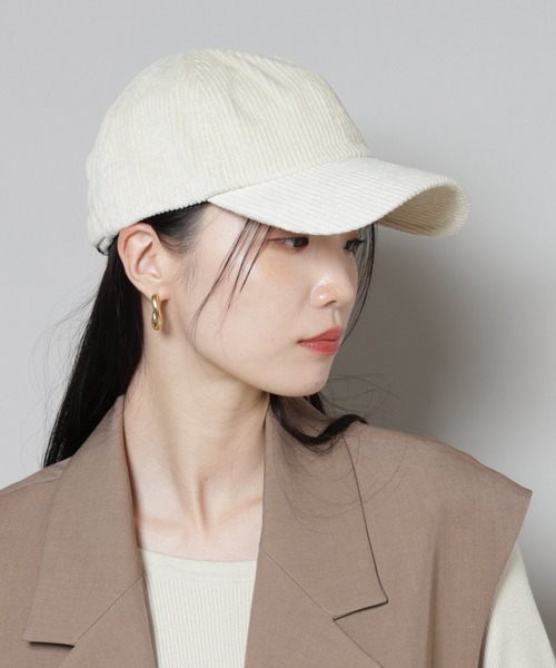 Healthknit（ヘルスニット）の「Healthknit/別注コーデュロイキャップ（キャップ・レディース・ライトベージュ/ブラック/モカ・FREE）」の3枚目の写真
