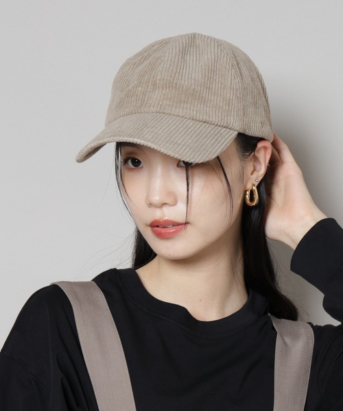 Healthknit（ヘルスニット）の「Healthknit/別注コーデュロイキャップ（キャップ・レディース・ライトベージュ/ブラック/モカ・FREE）」の2枚目の写真