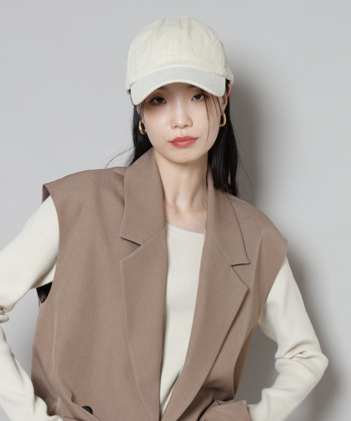 Healthknit（ヘルスニット）の「Healthknit/別注コーデュロイキャップ（キャップ・レディース・ライトベージュ/ブラック/モカ・FREE）」の6枚目の写真