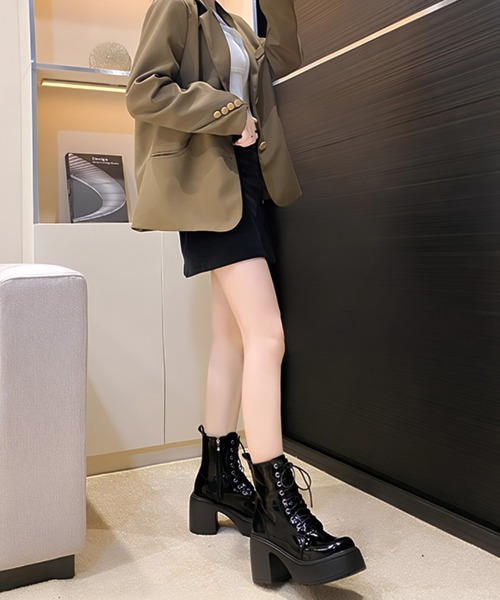 yuue' ( wear )(ユーイ)の「厚底レースアップショートブーツ(ブーツ・レディース・ブラック/ブラック系その他・23.5cm/24.5cm)」の20枚目の写真