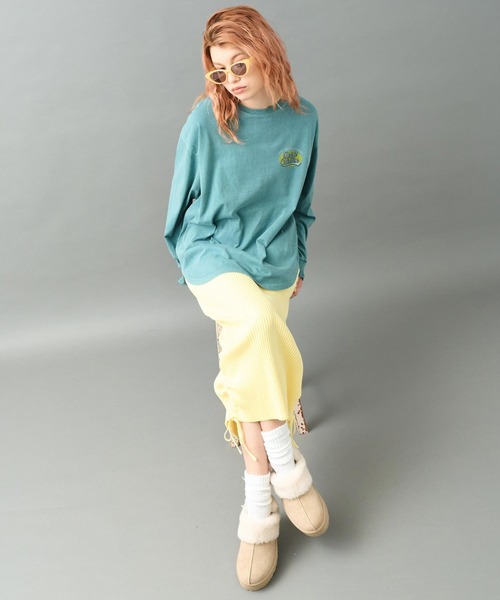 ANAP（アナップ）の「リブニット サイドギャザー ロングスカート（スカート・レディース・ブラウン/ピンク/ブラック/イエロー・F）」の17枚目の写真