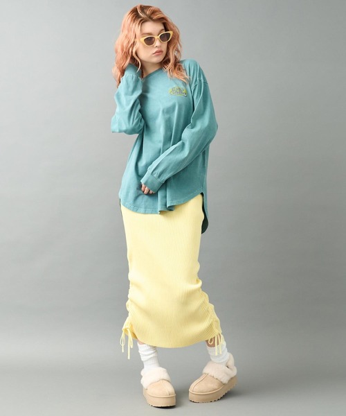 ANAP（アナップ）の「リブニット サイドギャザー ロングスカート（スカート・レディース・ブラウン/ピンク/ブラック/イエロー・F）」の19枚目の写真