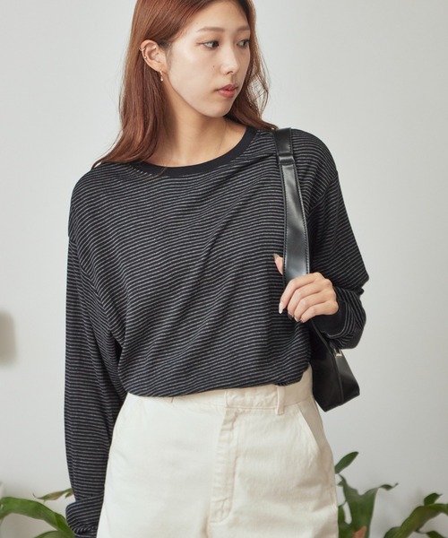 MILLER（ミラー）の「R.P.miller/ミラー パネルリブ CF クルーネック 長袖カットソー（Tシャツ/カットソー・レディース・ホワイト/ブラック/グレー/ホワイト系/ブラック系・LL/L/M）」の8枚目の写真