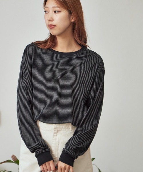 MILLER（ミラー）の「R.P.miller/ミラー パネルリブ CF クルーネック 長袖カットソー（Tシャツ/カットソー・レディース・ホワイト/ブラック/グレー/ホワイト系/ブラック系・LL/L/M）」の9枚目の写真