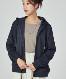 U.S. POLO ASSN./ユーエスポロアッスン 裏起毛 刺繍ロゴ ジップアップパーカー