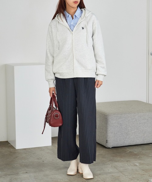 U.S. POLO ASSN.（ユーエスポロアッスン）の「U.S. POLO ASSN./ユーエスポロアッスン 裏起毛 刺繍ロゴ ジップアップパーカー（パーカー・レディース・ネイビー/ブラック/オートミール・M/L）」の20枚目の写真