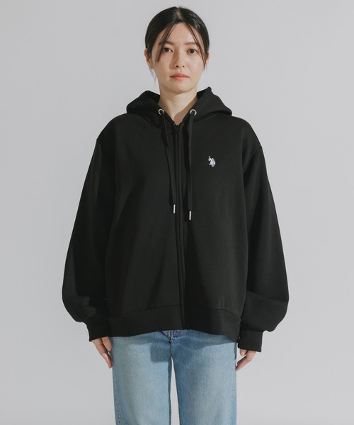 U.S. POLO ASSN.（ユーエスポロアッスン）の「U.S. POLO ASSN./ユーエスポロアッスン 裏起毛 刺繍ロゴ ジップアップパーカー（パーカー・レディース・ネイビー/ブラック/オートミール・M/L）」の10枚目の写真