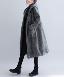 maison de LATIR(メゾンドラティール)の千鳥格子ツイード調ミドルフードコート(ピーコート)