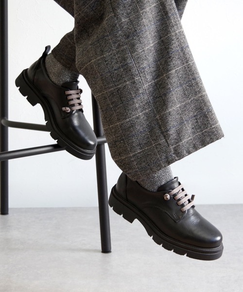 シュークローゼットセレクト（SHOE CLOSET SELECT）/BUENO （ブエノ） / 本革 厚底レースアップシューズ プレーントゥシューズ【F1601】 BUENO （ブエノ） / 本革 厚底レースアップシューズ【F1601】プレーン