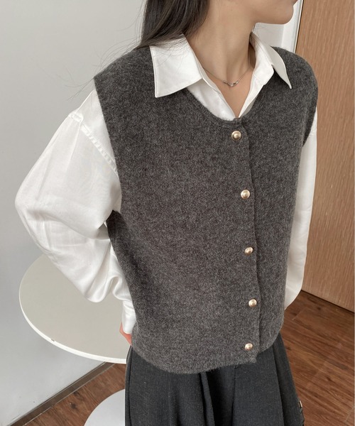 新品未使用☆ELLIEアイボリー ノースリーブニットベスト MAISON DE THERESE（メゾン ド テレーズ）の「ノースリーブニット