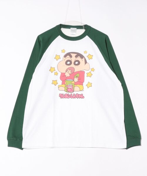Rendez-Vous(ランデヴー)の「【 クレヨンしんちゃん 】 ロングスリーブTシャツ 25W10(Tシャツ/カットソー・レディース・ホワイト×グリーン/ホワイト/ホワイト×ネイビー・X-LARGE/LARGE)」の1枚目の写真