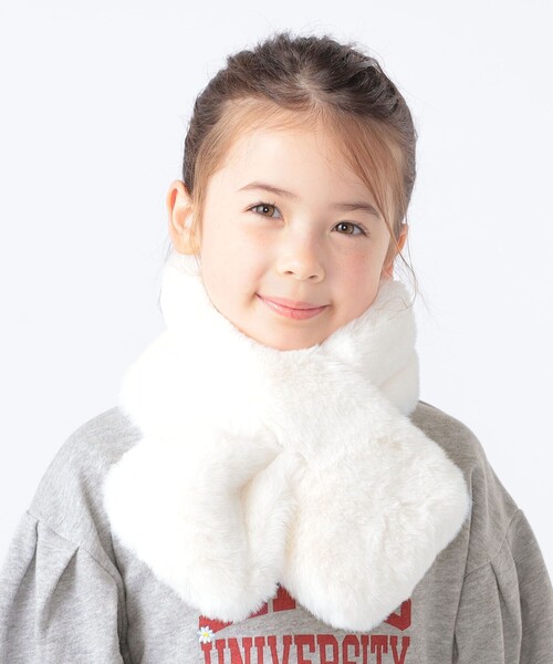 SHIPS(シップス)の「SHIPS KIDS:フェイクファー マフラー(マフラー・キッズ・オフホワイト/ピンク・ONE SIZE)」の5枚目の写真