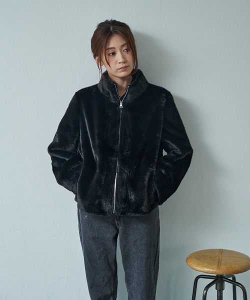 MINS MINIS（ミンスミニス）の「フェイクファー ジップアップ ジャケット（その他アウター・レディース・ベージュ/ブラウン/ブラック・FREE）」の7枚目の写真