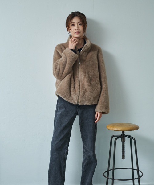 MINS MINIS（ミンスミニス）の「フェイクファー ジップアップ ジャケット（その他アウター・レディース・ベージュ/ブラウン/ブラック・FREE）」の21枚目の写真
