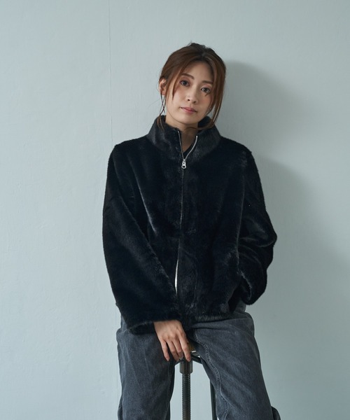 MINS MINIS（ミンスミニス）の「フェイクファー ジップアップ ジャケット（その他アウター・レディース・ベージュ/ブラウン/ブラック・FREE）」の14枚目の写真