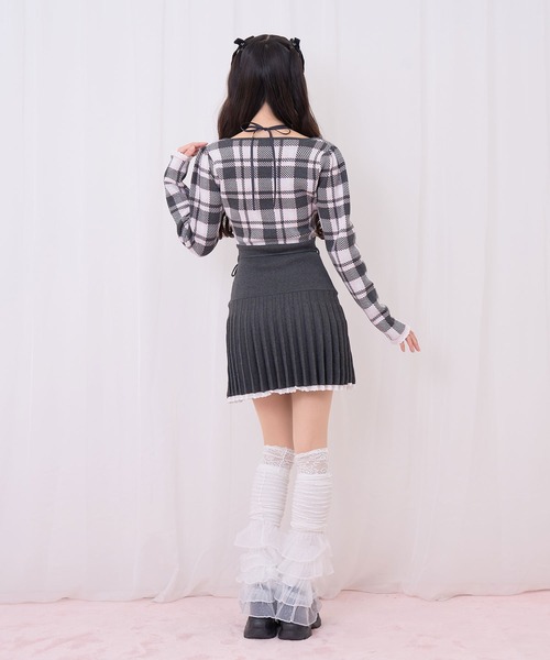 Honey Cinnamon（ハニーシナモン）の「チェックジャガードプリーツニットワンピース（ワンピース・レディース・グレー/チャコールグレー・FREE）」の10枚目の写真