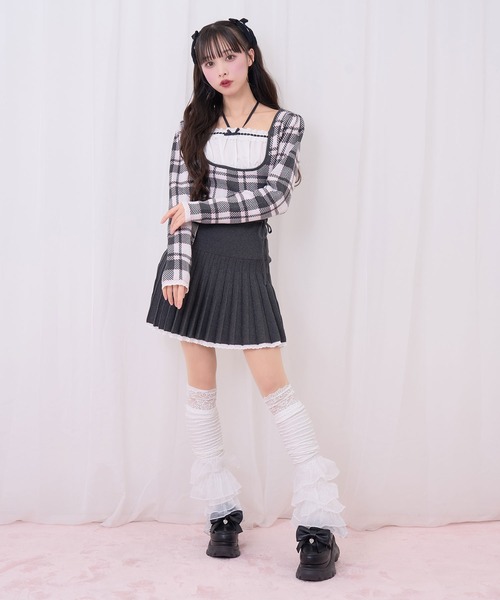 Honey Cinnamon（ハニーシナモン）の「チェックジャガードプリーツニットワンピース（ワンピース・レディース・グレー/チャコールグレー・FREE）」の11枚目の写真