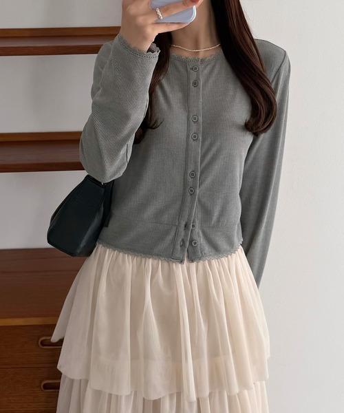 callautia（カラウティア）の「クロップド丈シアーカーディガン（カーディガン/ボレロ・レディース・ブラック/グレー/モカ・SMALL/MEDIUM/LARGE）」の12枚目の写真