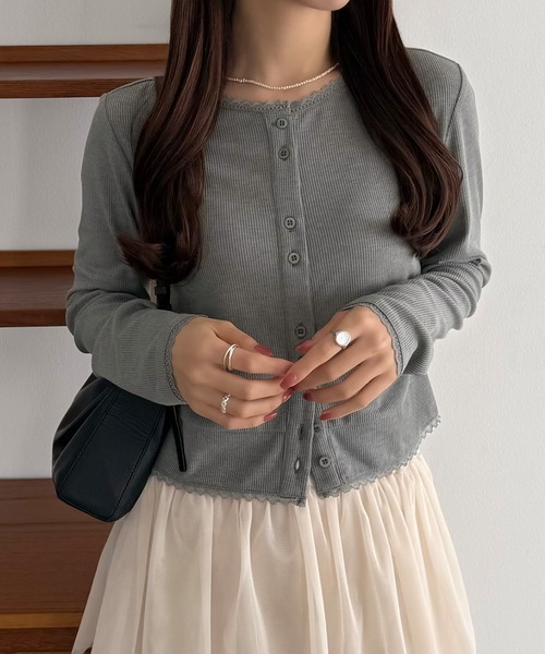 callautia（カラウティア）の「クロップド丈シアーカーディガン（カーディガン/ボレロ・レディース・ブラック/グレー/モカ・SMALL/MEDIUM/LARGE）」の13枚目の写真