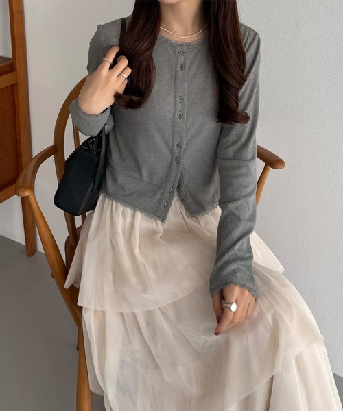 callautia（カラウティア）の「クロップド丈シアーカーディガン（カーディガン/ボレロ・レディース・ブラック/グレー/モカ・SMALL/MEDIUM/LARGE）」の15枚目の写真