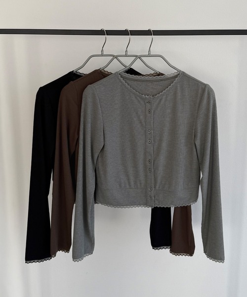 callautia（カラウティア）の「クロップド丈シアーカーディガン（カーディガン/ボレロ・レディース・ブラック/グレー/モカ・SMALL/MEDIUM/LARGE）」の8枚目の写真