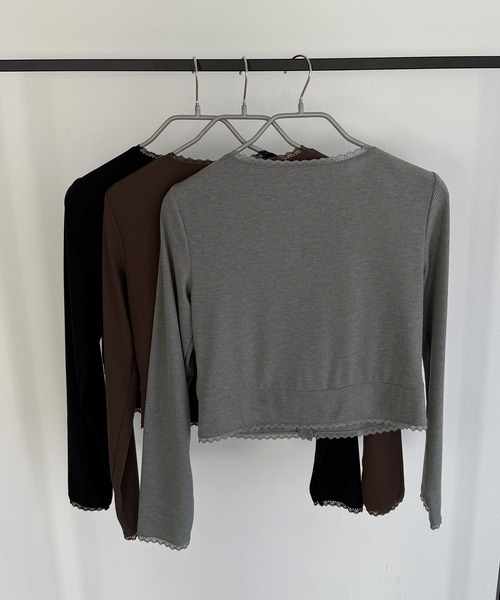 callautia（カラウティア）の「クロップド丈シアーカーディガン（カーディガン/ボレロ・レディース・ブラック/グレー/モカ・SMALL/MEDIUM/LARGE）」の9枚目の写真